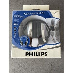 Genuine Philips SBC HN110 Noise Canceling Headband Headphones Silver tested